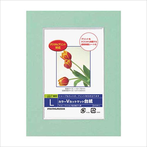 ナカバヤシ DigioカラーVカットマット台紙 L グリーン  DGVM-L-G/V