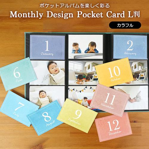 【WEB限定品】アルバム マンスリー デザイン ポケットカード L判 15枚入り IT-DPCM-L-02 カラフル