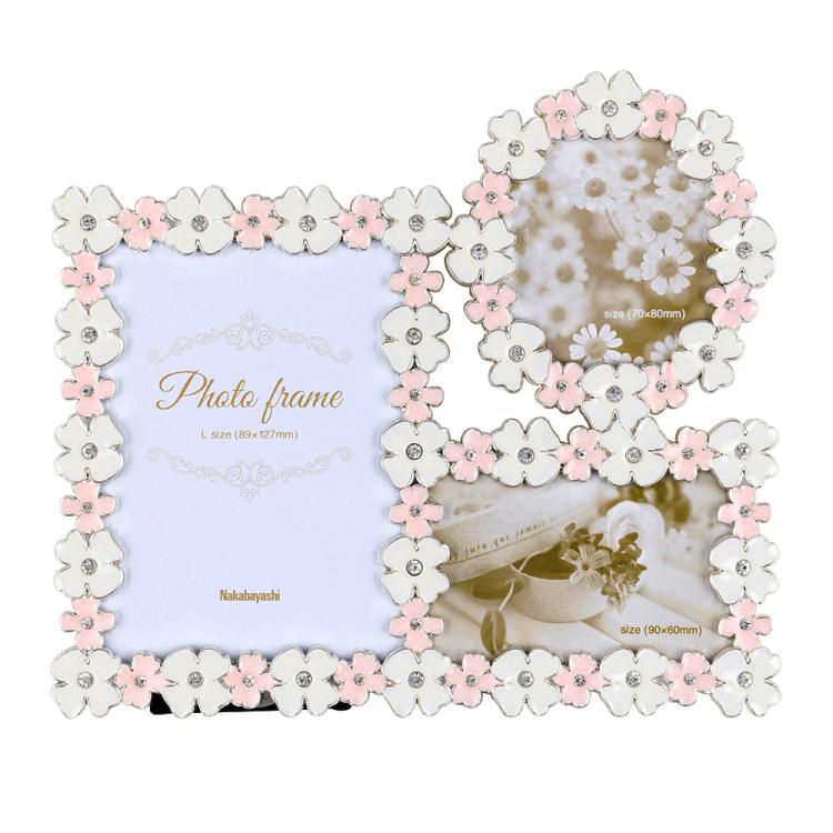 ナカバヤシ フォトフレーム／金属製／フラワー／３窓 F-TA-121-3